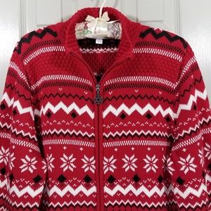 Breckenridge Zip Front Snowflake Sweater.       XL